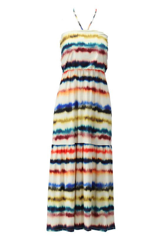 K-Design K-Design - Midi dress bandeau met print en volant (W336) - What Els!