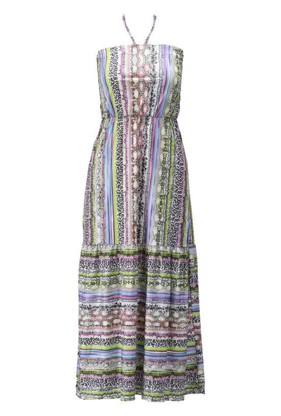 K-Design K-Design - Midi dress bandeau met print en volant (W361) - What Els!