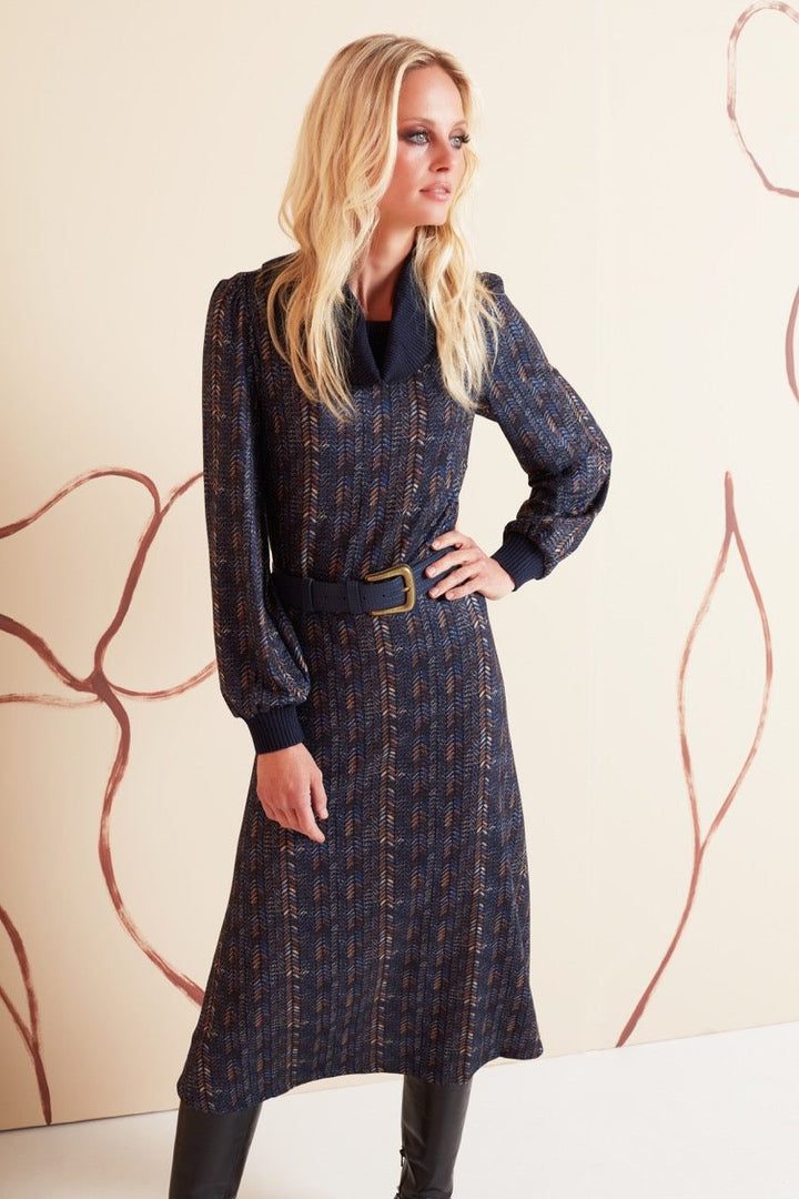 K-Design K-Design - Maxi dress met print, rolkraag en bijpassende riem (V401) - What Els!