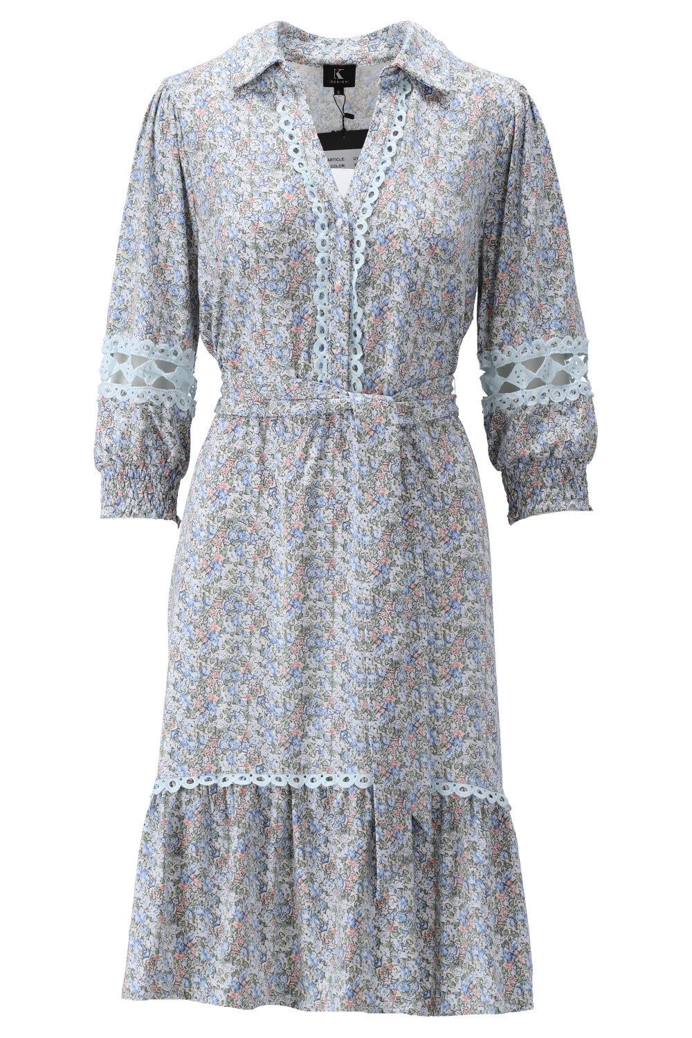 K-Design K-Design - Mini dress met print en kant (U116) - What Els!