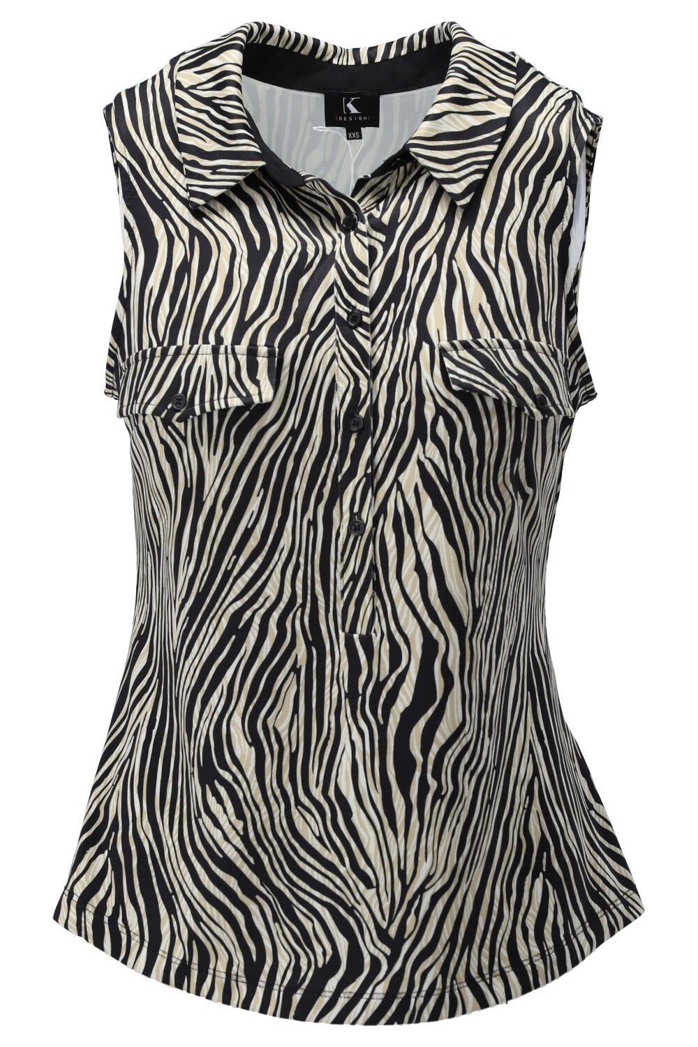 K-Design K-Design - Topje zonder mouwen met safariprint, zakjes en knoopjes (U203) - What Els!