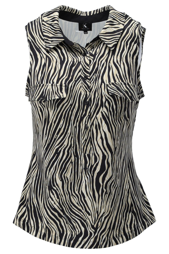 K-Design K-Design - Topje zonder mouwen met safariprint, zakjes en knoopjes (U203) - What Els!